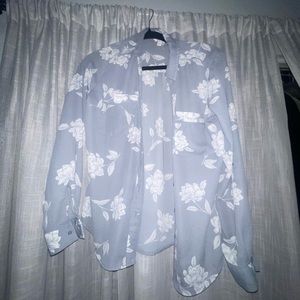 Light blue grey floral button up